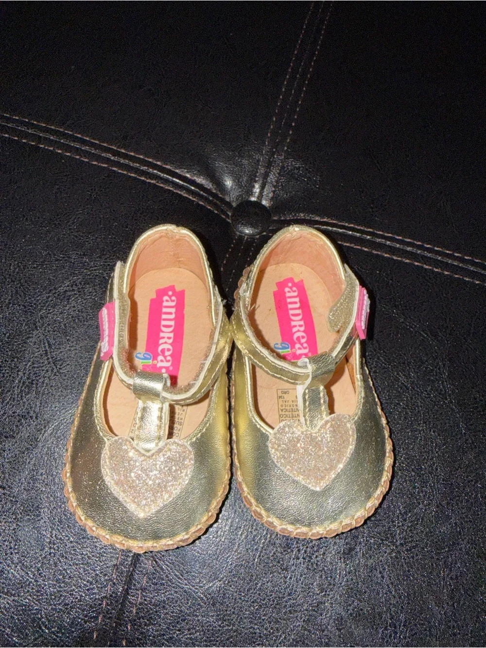 Baby Mary Jane Gold Heart Strap Shoes